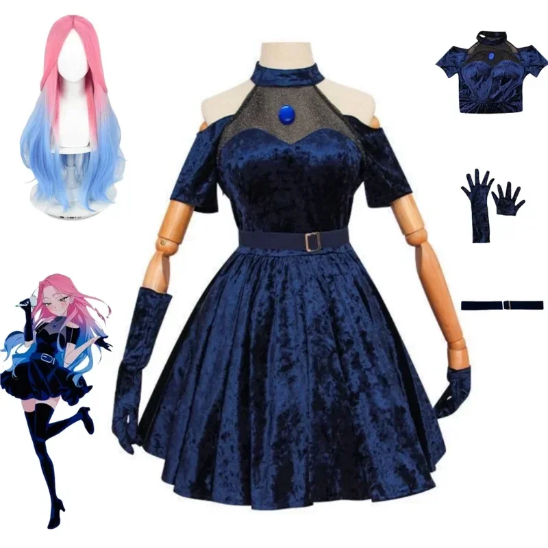 미지 코스프레 의상 애니메이션 외계인 무대 코스프레 의 - Anime Cosplay Blue Hair 리뷰 및 가격